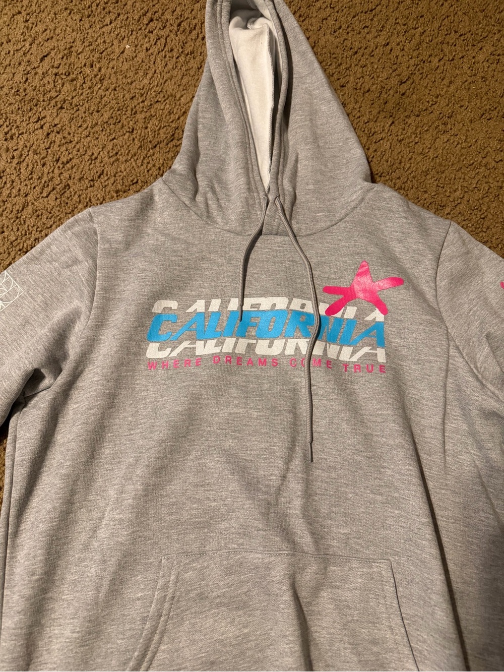 California Graphic Hoodie - Gray with Blue & Pink